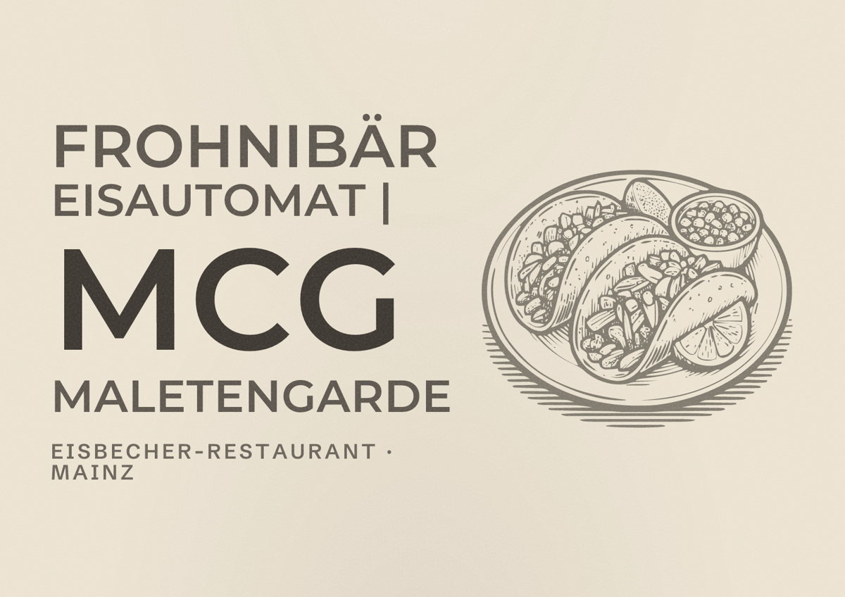 Illustriertes Poster von Frohnibär Eisautomat | MCG Maletengarde, Eisbecher-Restaurant in Mainz