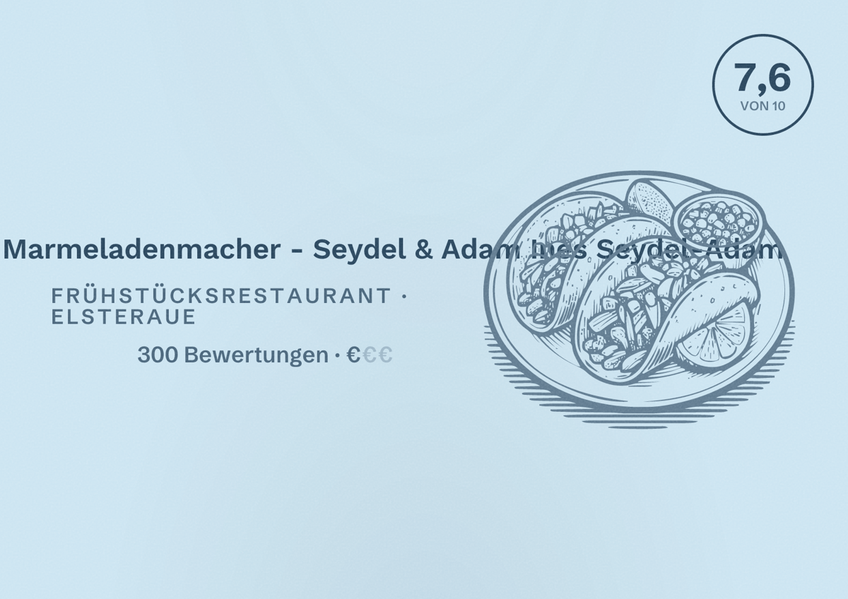 Illustriertes Poster von Froschkönig - Die Marmeladenmacher - Seydel & Adam Ines Seydel-Adam, Frühstücksrestaurant in Elsteraue: Bewertung 7,6 von 10 aus 300 Bewertungen, Preisniveau €