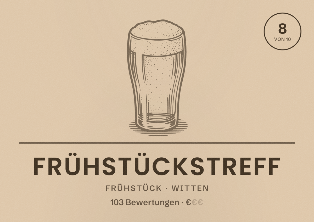 Illustriertes Poster von Frühstückstreff, Frühstück in Witten: Bewertung 8 von 10 aus 103 Bewertungen, Preisniveau €