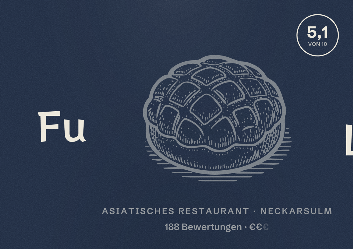 Illustriertes Poster von Fu Loi, Asiatisches Restaurant in Neckarsulm: Bewertung 5,1 von 10 aus 188 Bewertungen, Preisniveau €€