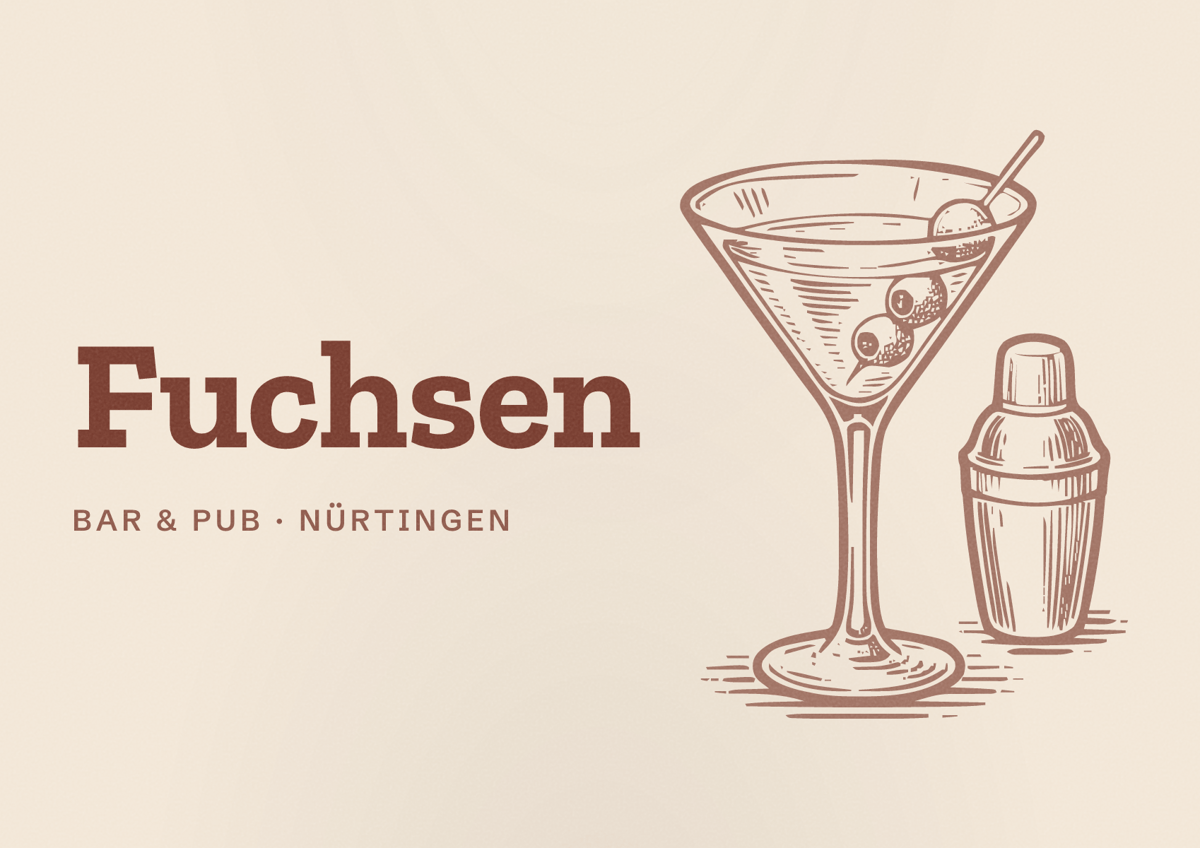 Illustriertes Poster von Fuchsen, Bar & Pub in Nürtingen
