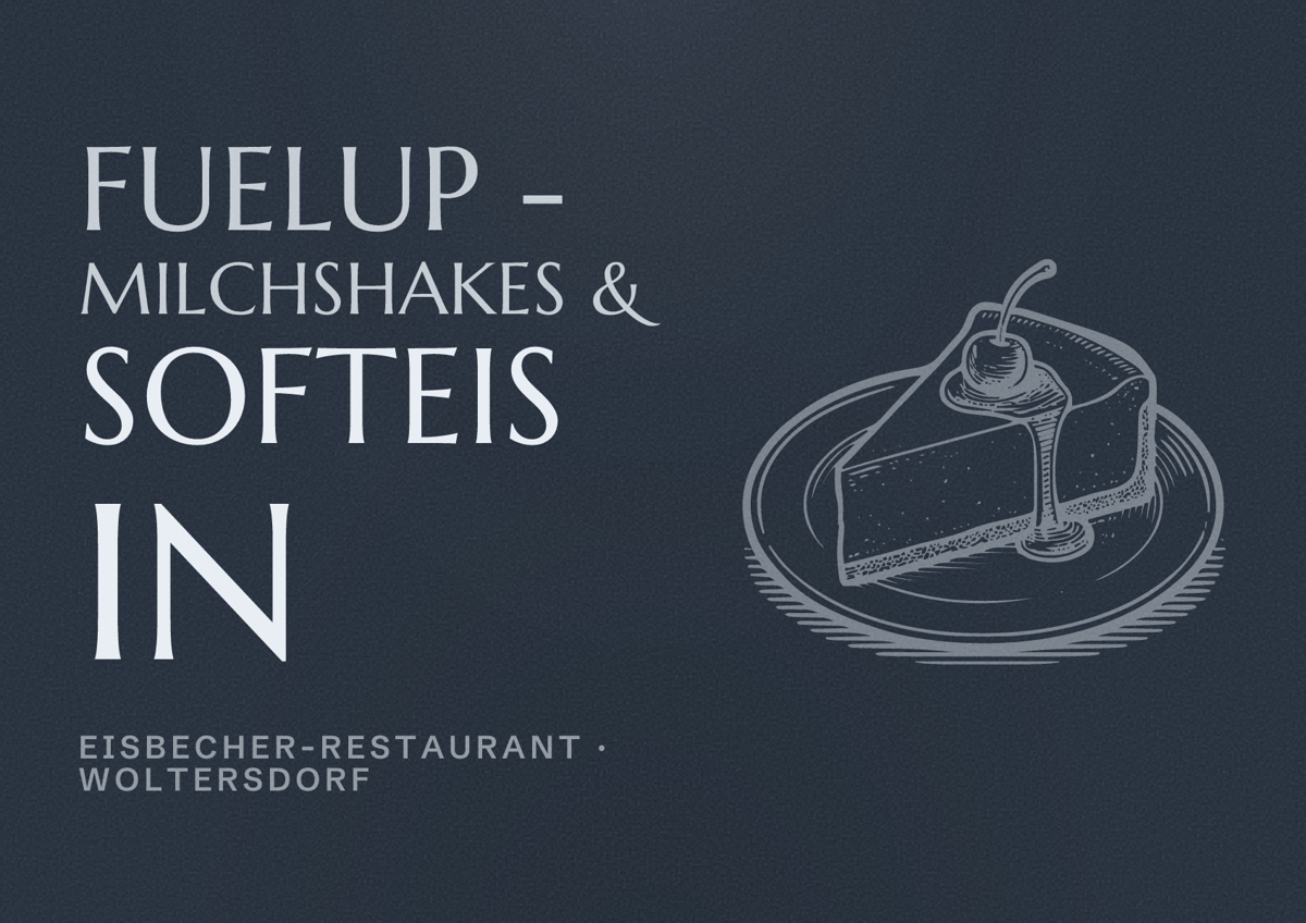 Illustriertes Poster von FuelUp - Milchshakes & Softeis in, Eisbecher-Restaurant in Woltersdorf