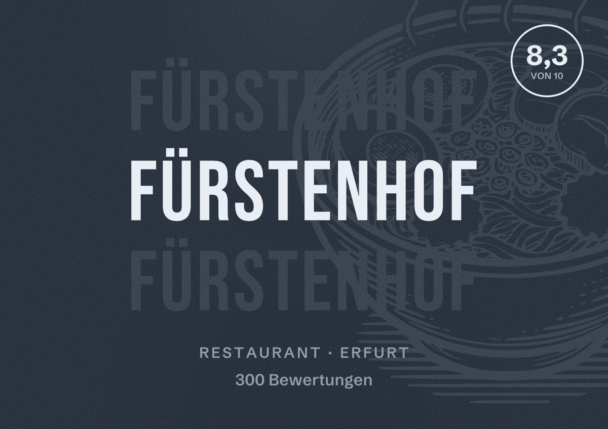 Illustriertes Poster von Fürstenhof, Restaurant in Erfurt: Bewertung 8,3 von 10 aus 300 Bewertungen