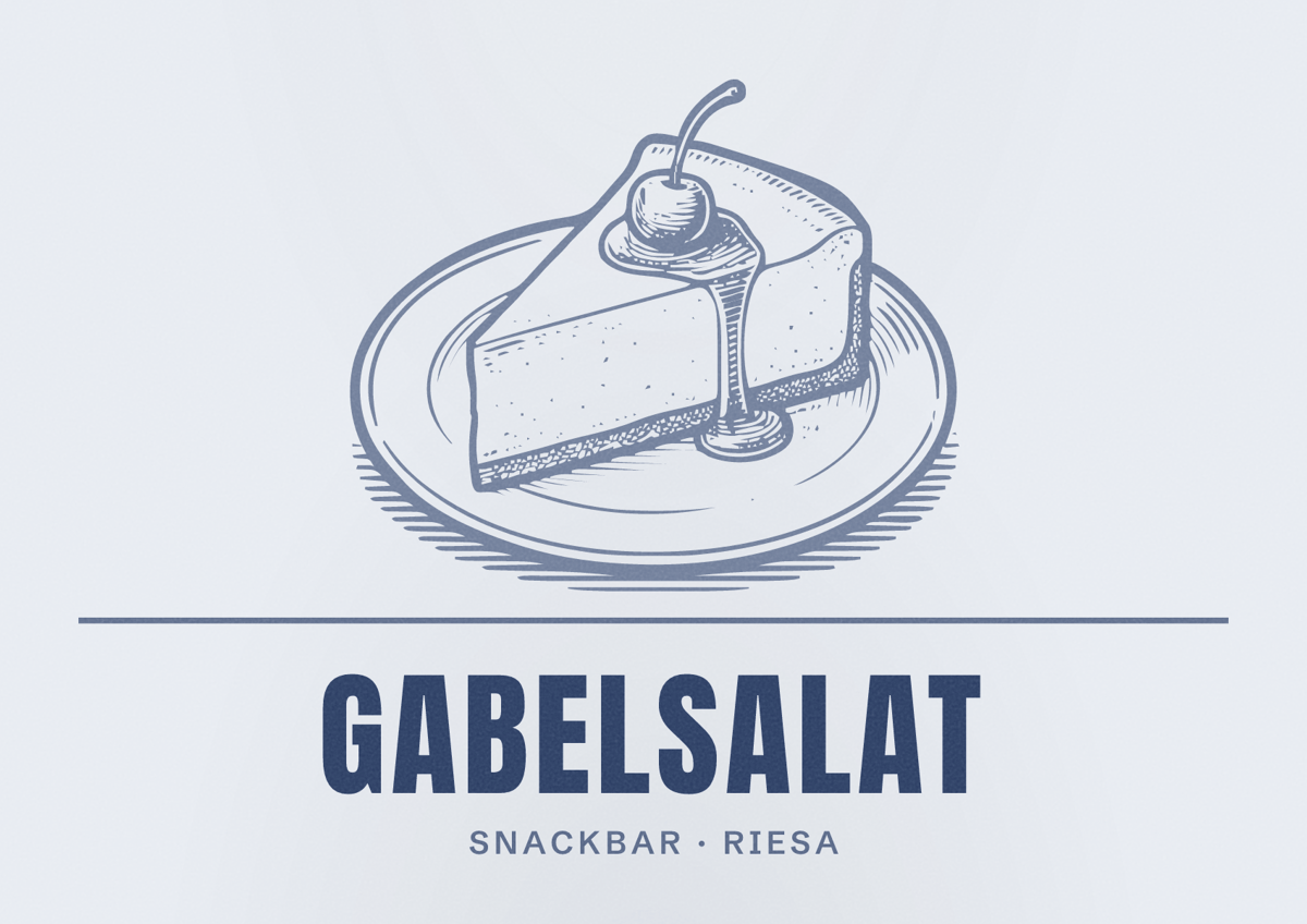 Illustriertes Poster von Gabelsalat, Snackbar in Riesa