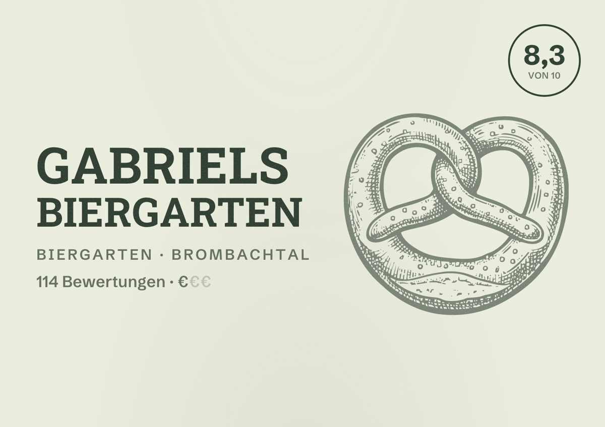 Illustriertes Poster von Gabriels Biergarten, Biergarten in Brombachtal: Bewertung 8,3 von 10 aus 114 Bewertungen, Preisniveau €