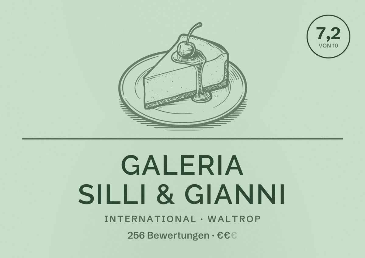 Illustriertes Poster von Galeria Silli & Gianni, International in Waltrop: Bewertung 7,2 von 10 aus 256 Bewertungen, Preisniveau €€