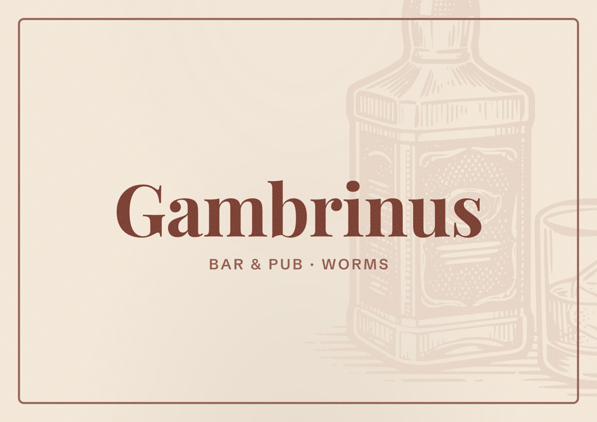 Illustriertes Poster von Gambrinus, Bar & Pub in Worms