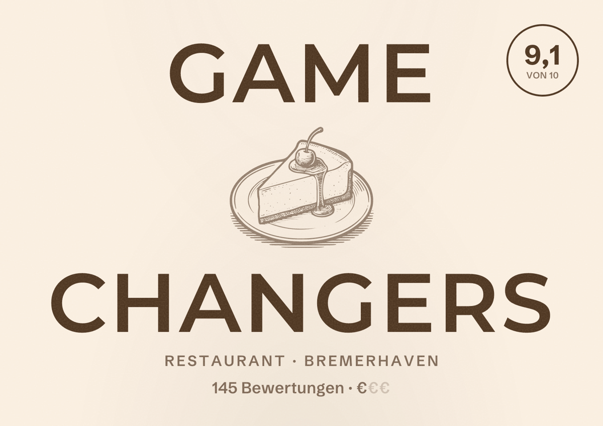 Illustriertes Poster von Game Changers, Restaurant in Bremerhaven: Bewertung 9,1 von 10 aus 145 Bewertungen, Preisniveau €