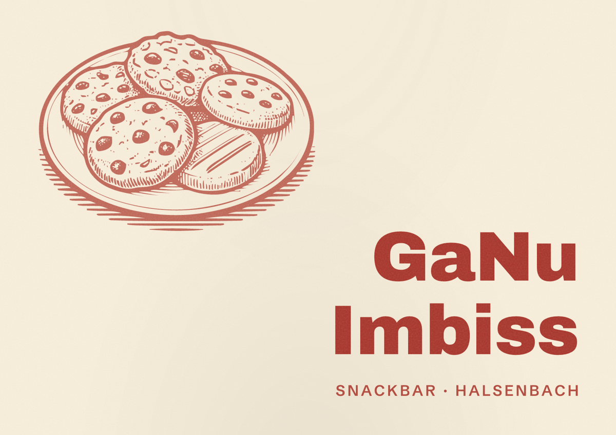 Illustriertes Poster von GaNu Imbiss, Snackbar in Halsenbach
