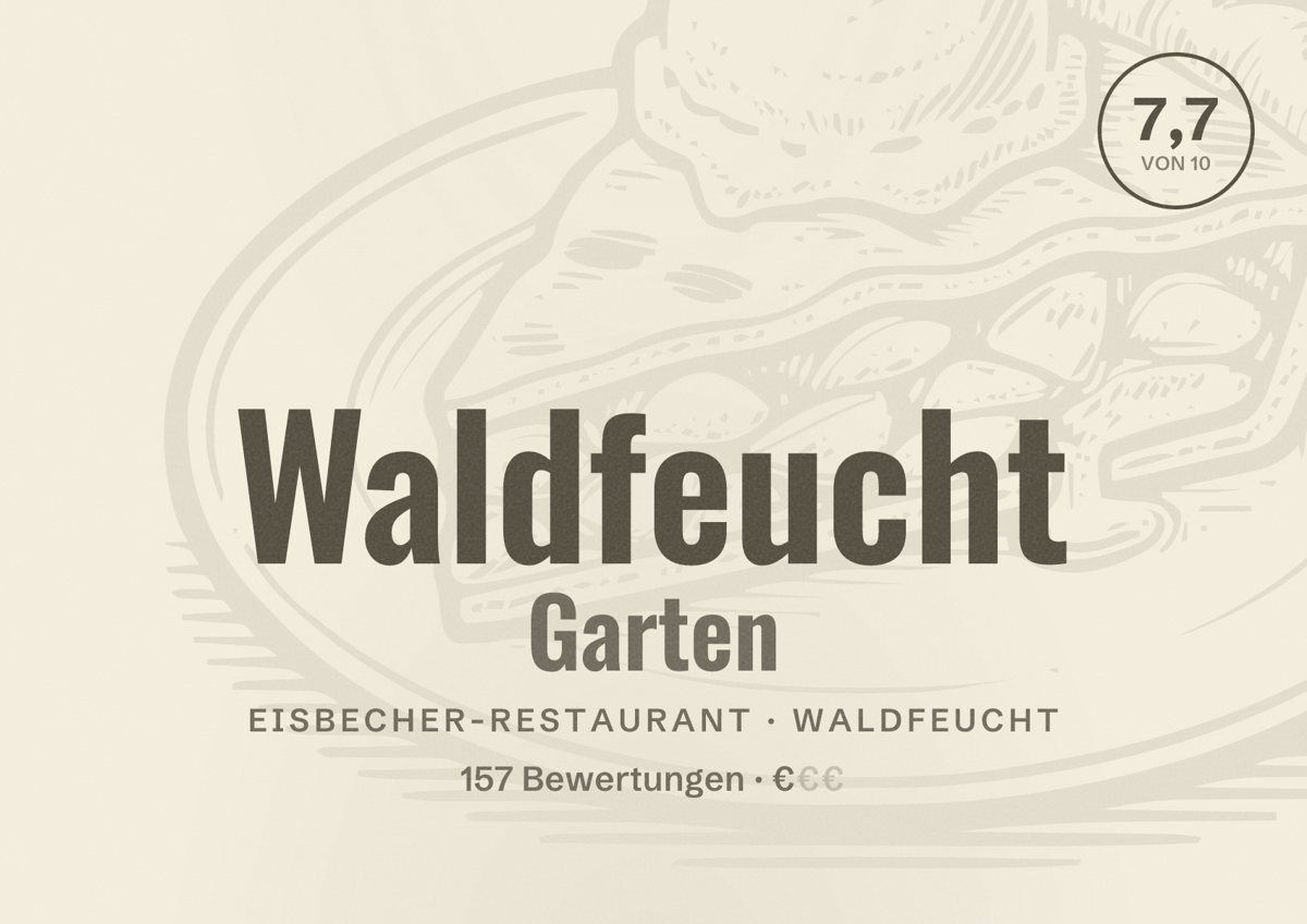 Illustriertes Poster von Waldfeucht Garten, Eisbecher-Restaurant in Waldfeucht: Bewertung 7,7 von 10 aus 157 Bewertungen, Preisniveau €