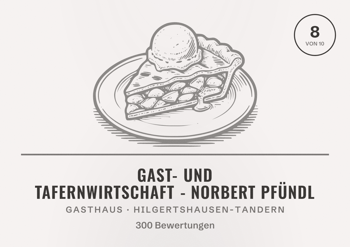 Illustriertes Poster von Gast- und Tafernwirtschaft - Norbert Pfündl, Gasthaus in Hilgertshausen-Tandern: Bewertung 8 von 10 aus 300 Bewertungen