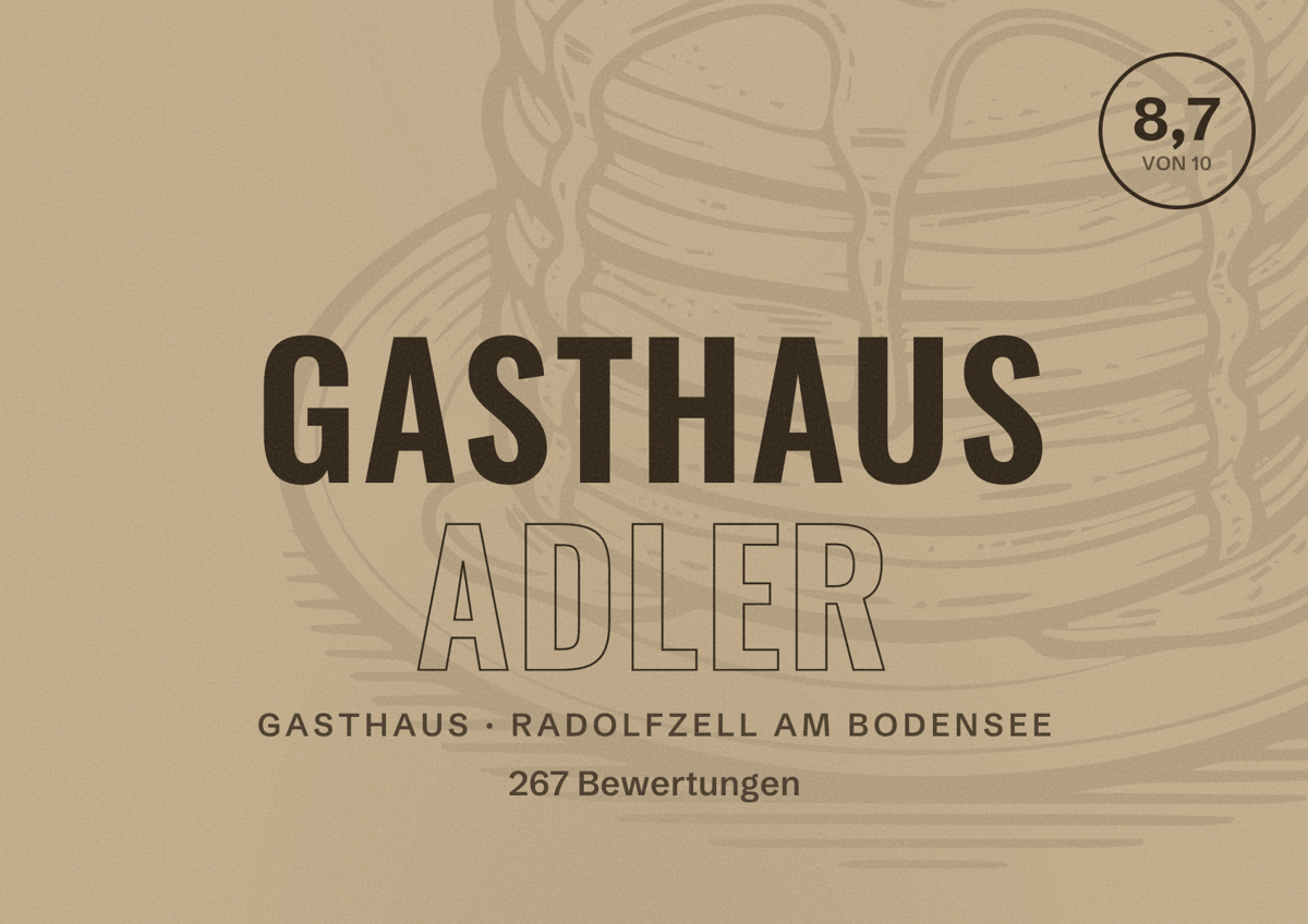 Illustriertes Poster von Gasthaus Adler, Gasthaus in Radolfzell am Bodensee: Bewertung 8,7 von 10 aus 267 Bewertungen