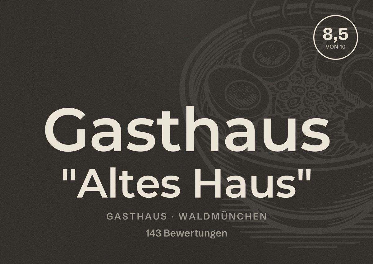 Illustriertes Poster von Gasthaus "Altes Haus", Gasthaus in Waldmünchen: Bewertung 8,5 von 10 aus 143 Bewertungen