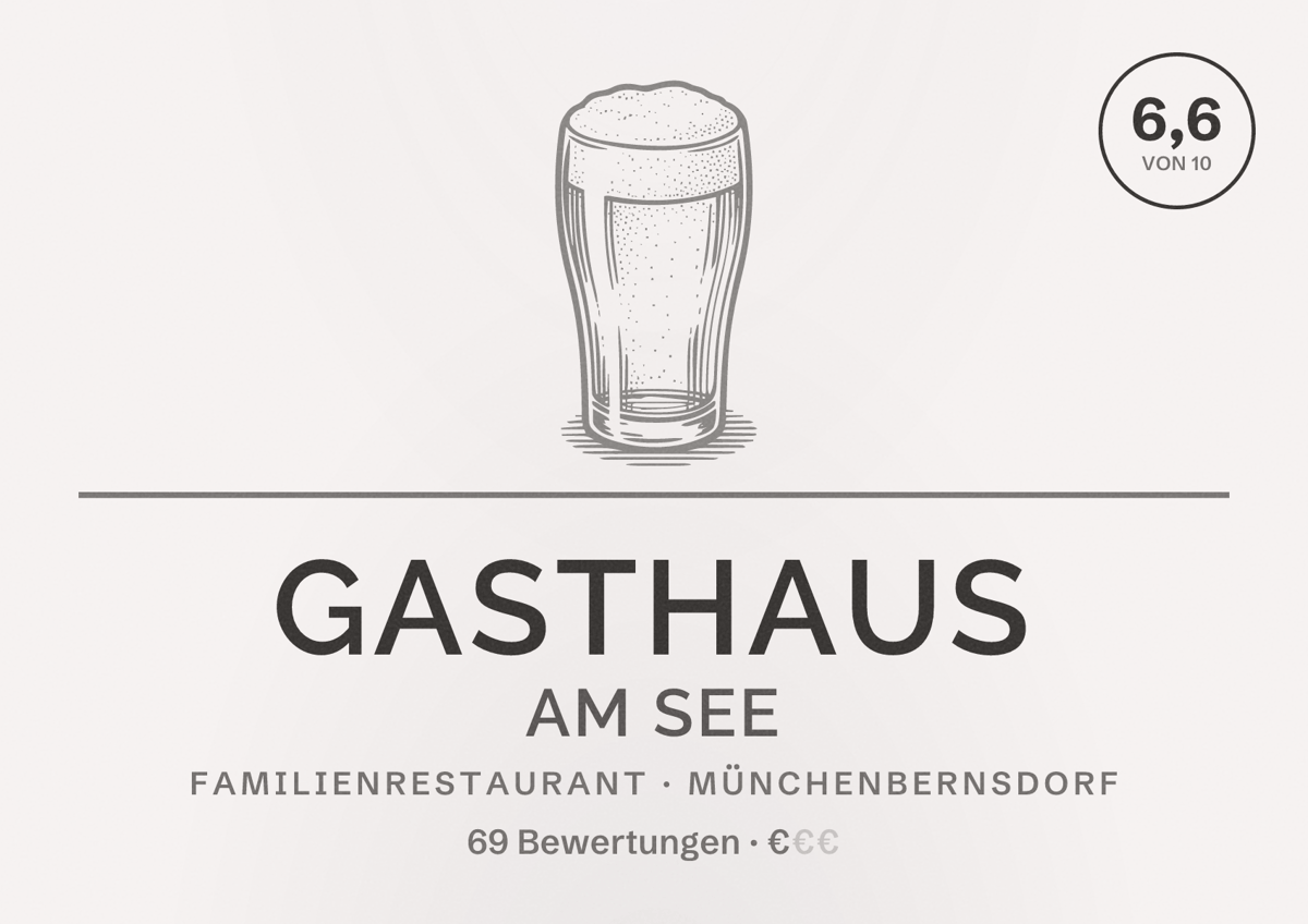 Illustriertes Poster von Gasthaus am See, Familienrestaurant in Münchenbernsdorf: Bewertung 6,6 von 10 aus 69 Bewertungen, Preisniveau €
