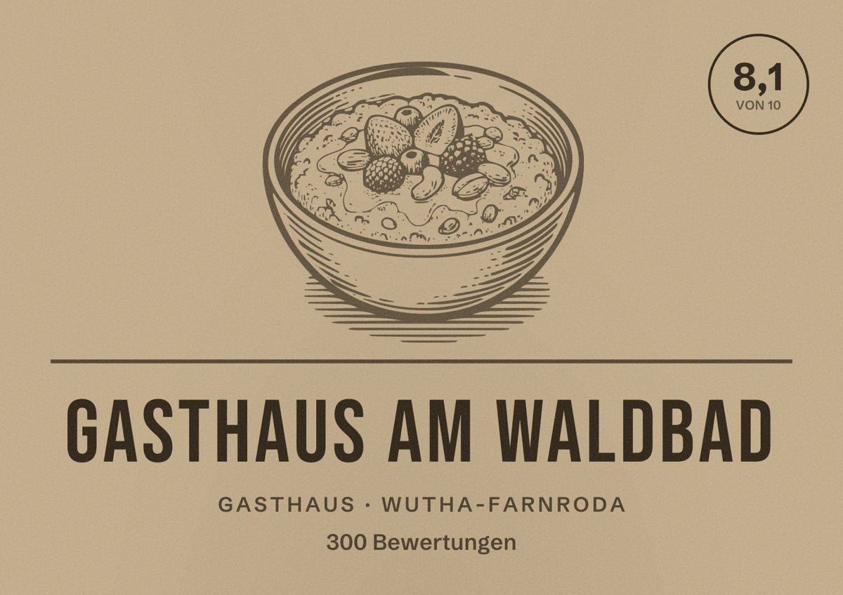Illustriertes Poster von Gasthaus am Waldbad, Gasthaus in Wutha-Farnroda: Bewertung 8,1 von 10 aus 300 Bewertungen