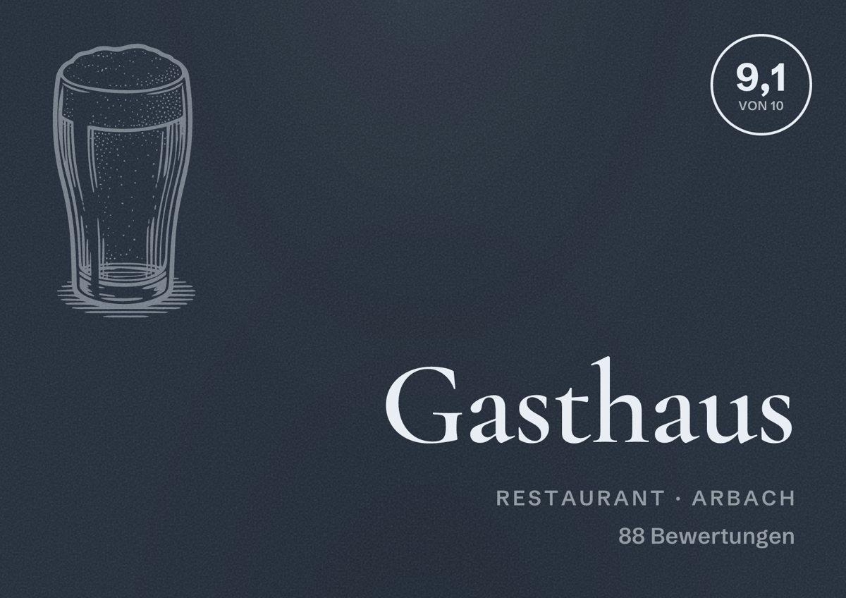 Illustriertes Poster von Gasthaus, Restaurant in Arbach: Bewertung 9,1 von 10 aus 88 Bewertungen