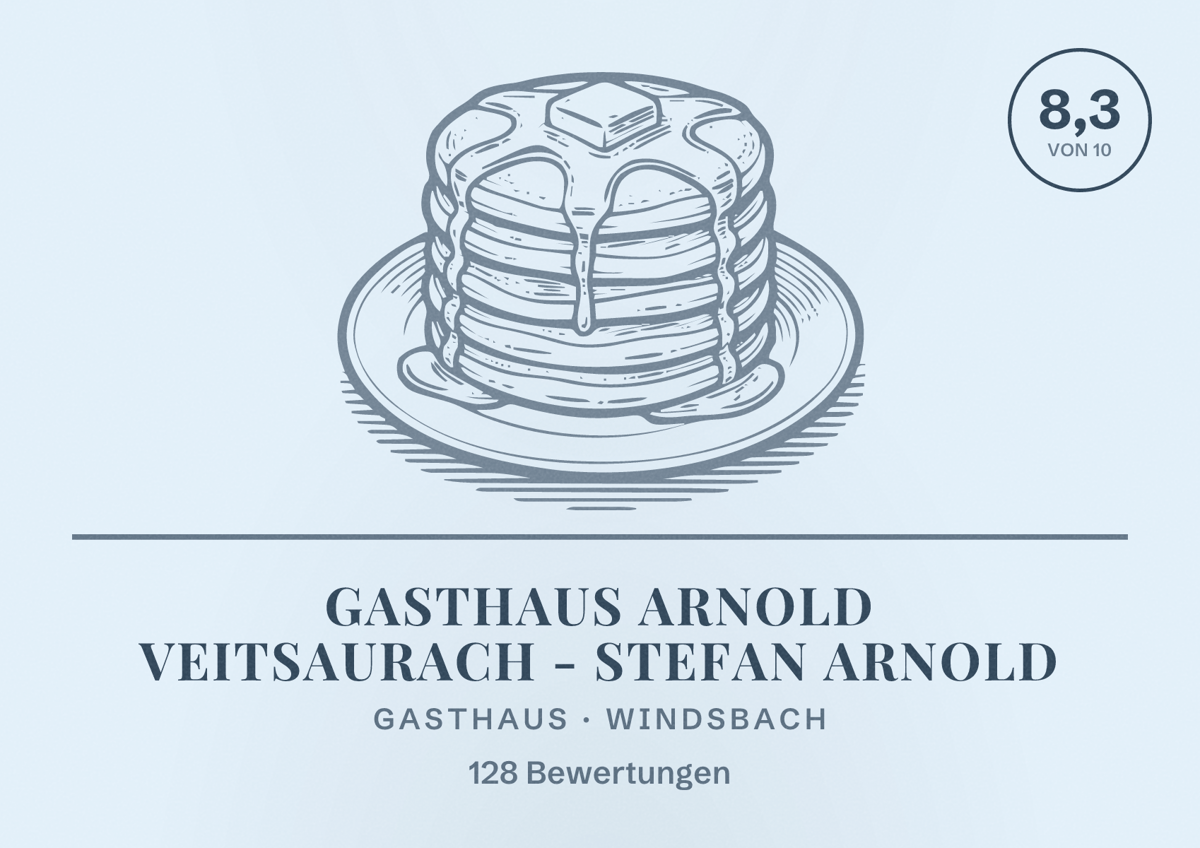 Illustriertes Poster von Gasthaus Arnold Veitsaurach - Stefan Arnold, Gasthaus in Windsbach: Bewertung 8,3 von 10 aus 128 Bewertungen
