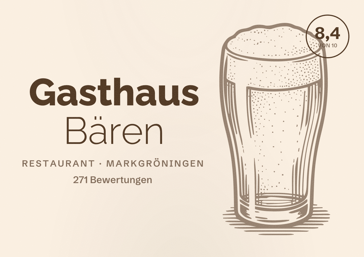 Illustriertes Poster von Gasthaus Bären, Restaurant in Markgröningen: Bewertung 8,4 von 10 aus 271 Bewertungen