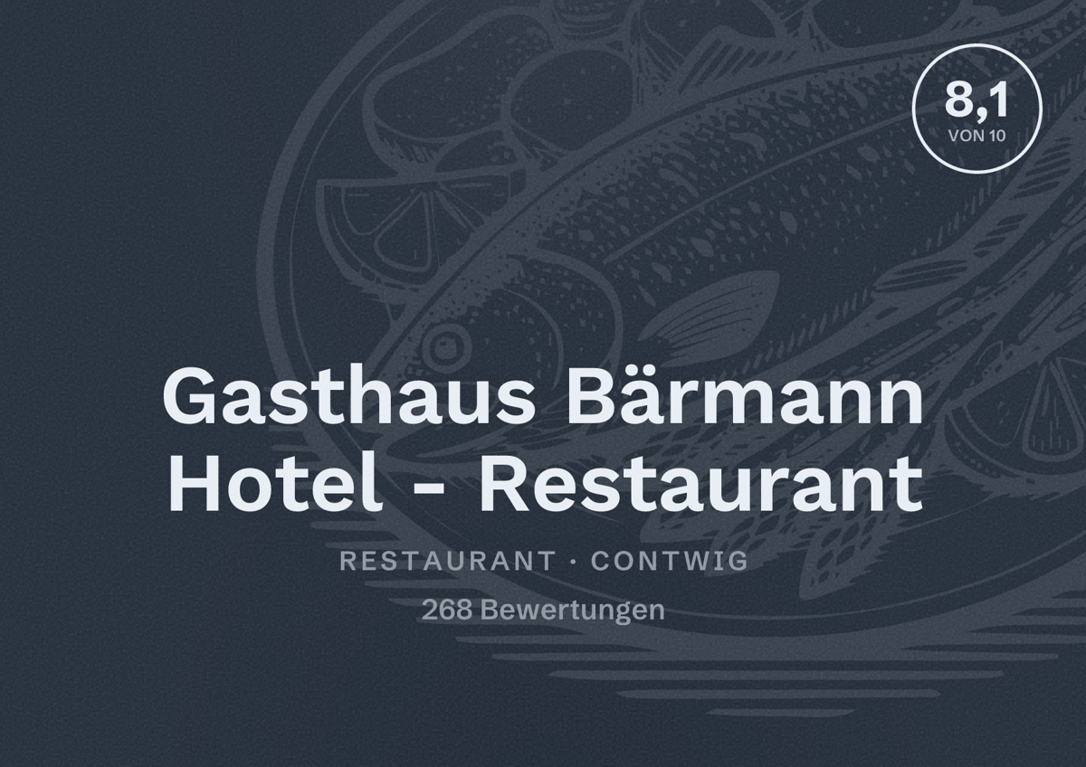 Illustriertes Poster von Gasthaus Bärmann Hotel - Restaurant, Restaurant in Contwig: Bewertung 8,1 von 10 aus 268 Bewertungen