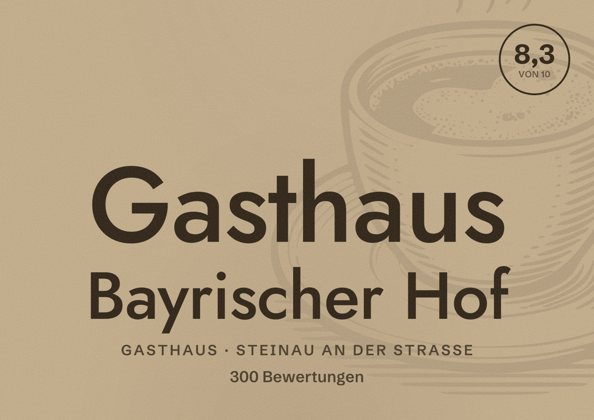 Illustriertes Poster von Gasthaus Bayrischer Hof, Gasthaus in Steinau an der Straße: Bewertung 8,3 von 10 aus 300 Bewertungen
