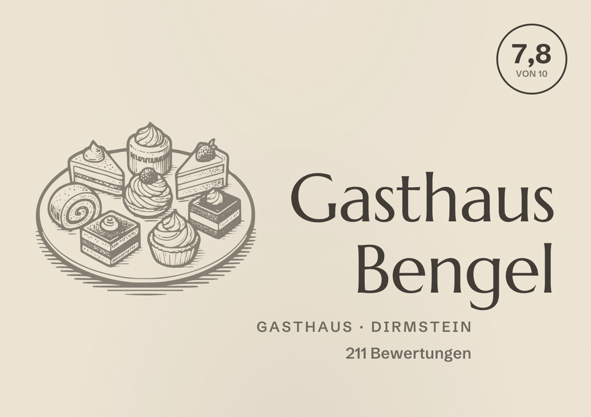 Illustriertes Poster von Gasthaus Bengel, Gasthaus in Dirmstein: Bewertung 7,8 von 10 aus 211 Bewertungen