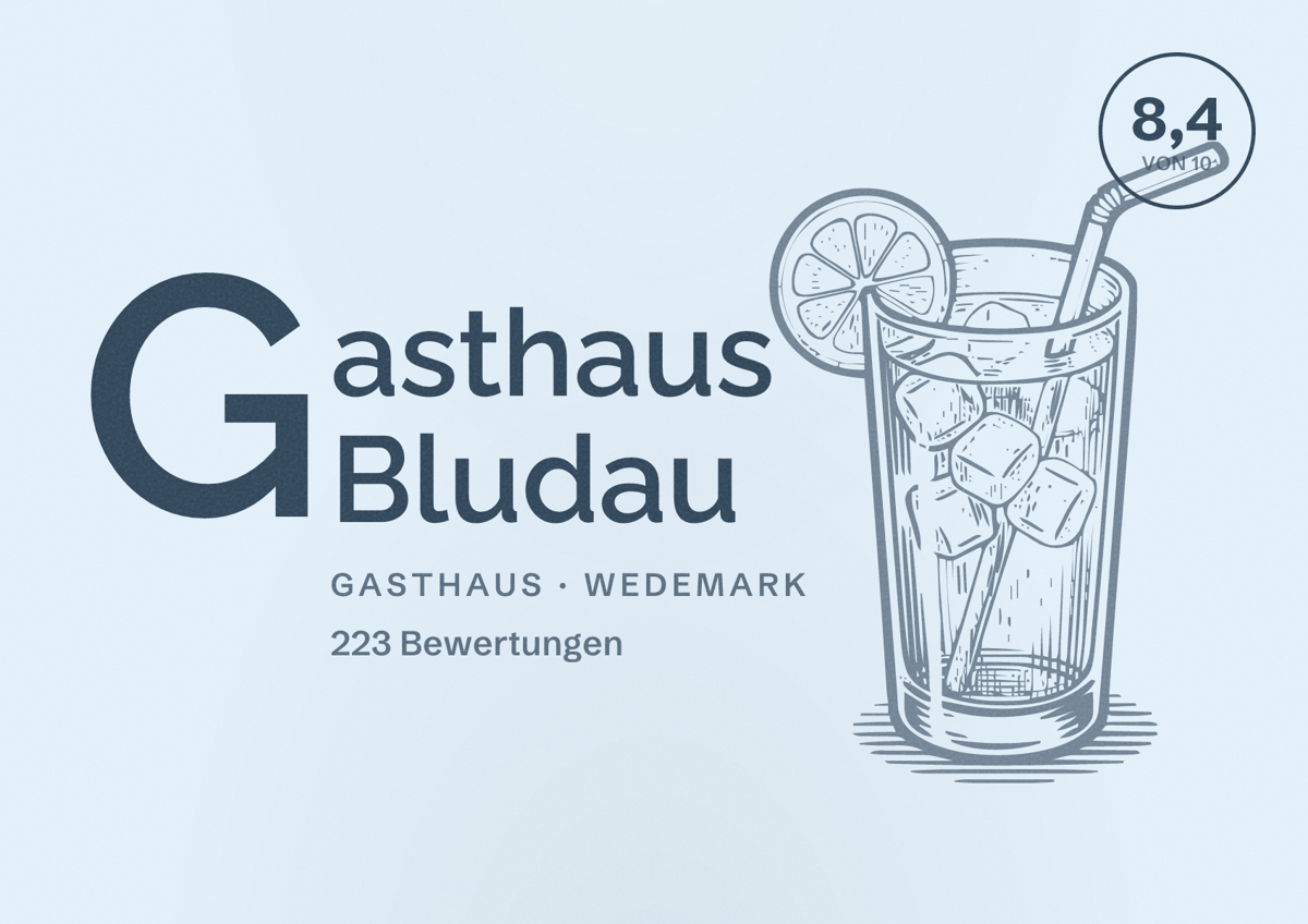 Illustriertes Poster von Gasthaus Bludau, Gasthaus in Wedemark: Bewertung 8,4 von 10 aus 223 Bewertungen