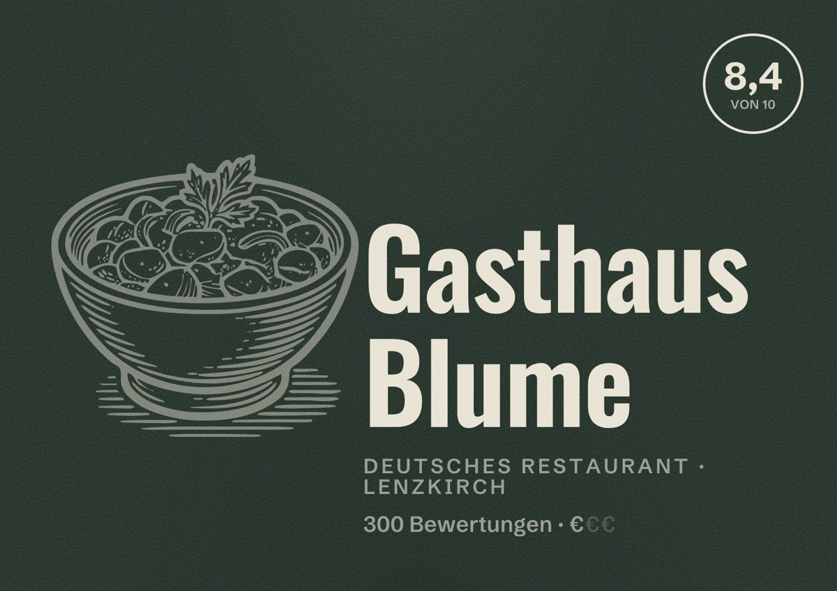 Illustriertes Poster von Gasthaus Blume, Deutsches Restaurant in Lenzkirch: Bewertung 8,4 von 10 aus 300 Bewertungen, Preisniveau €