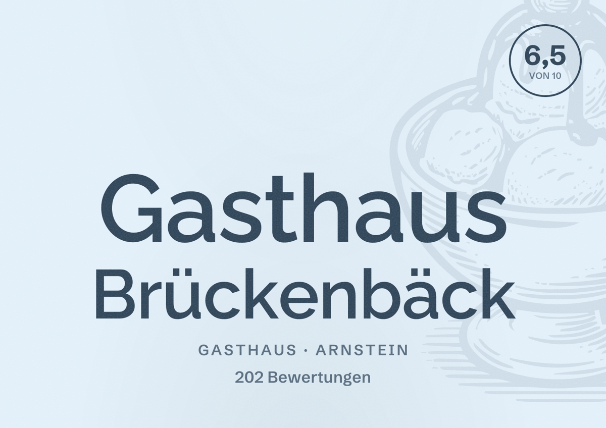 Illustriertes Poster von Gasthaus Brückenbäck, Gasthaus in Arnstein: Bewertung 6,5 von 10 aus 202 Bewertungen
