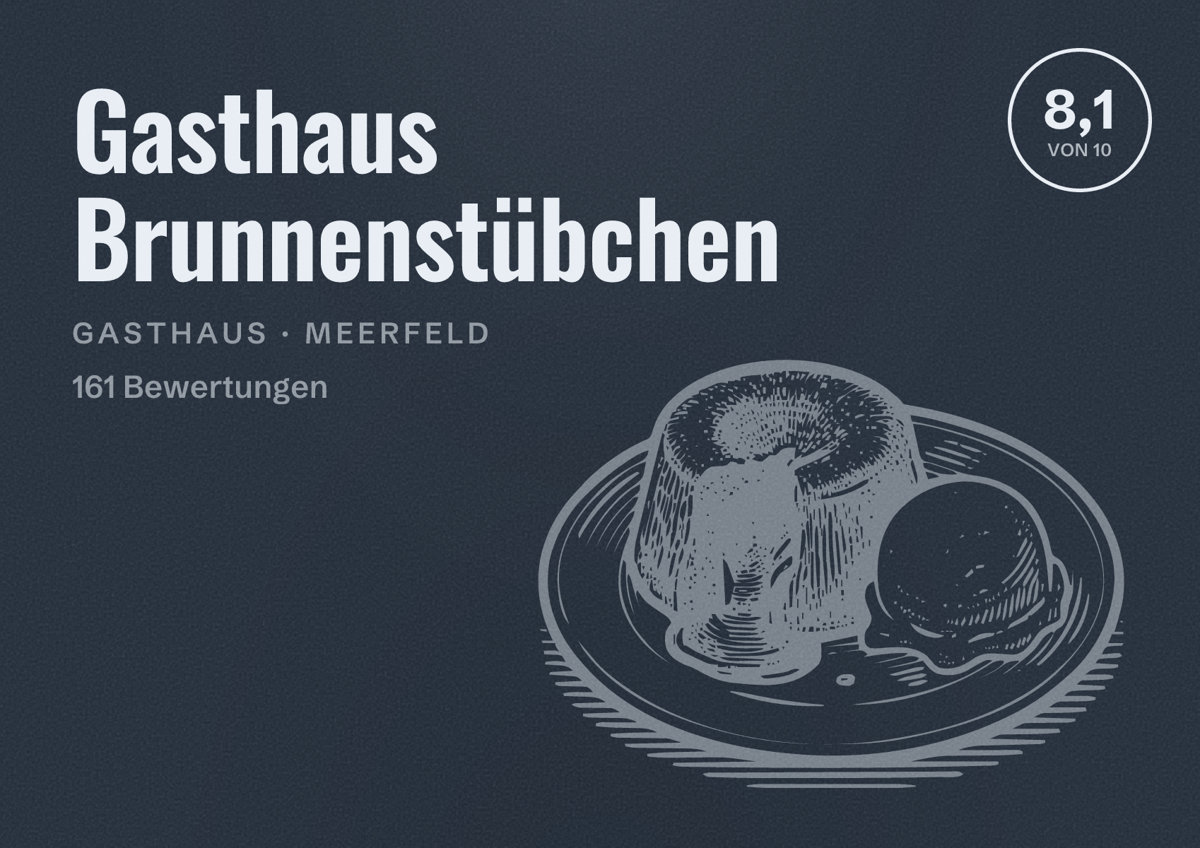 Illustriertes Poster von Gasthaus Brunnenstübchen, Gasthaus in Meerfeld: Bewertung 8,1 von 10 aus 161 Bewertungen