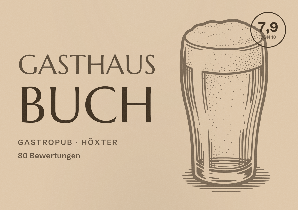 Illustriertes Poster von Gasthaus Buch, Gastropub in Höxter: Bewertung 7,9 von 10 aus 80 Bewertungen