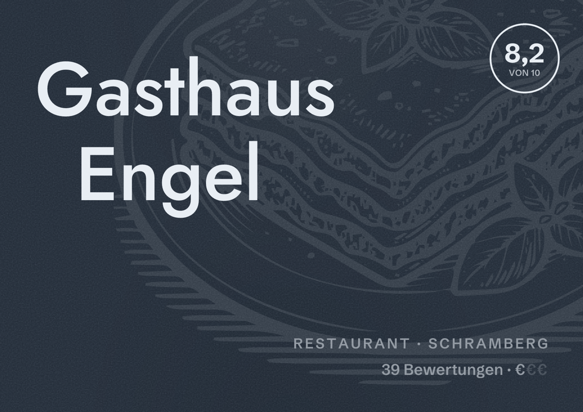 Illustriertes Poster von Gasthaus Engel, Restaurant in Schramberg: Bewertung 8,2 von 10 aus 39 Bewertungen, Preisniveau €