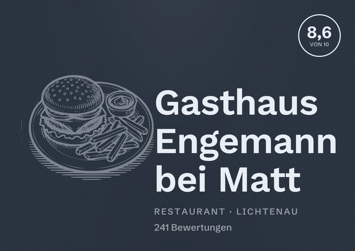 Illustriertes Poster von Gasthaus Engemann bei Matt, Restaurant in Lichtenau: Bewertung 8,6 von 10 aus 241 Bewertungen
