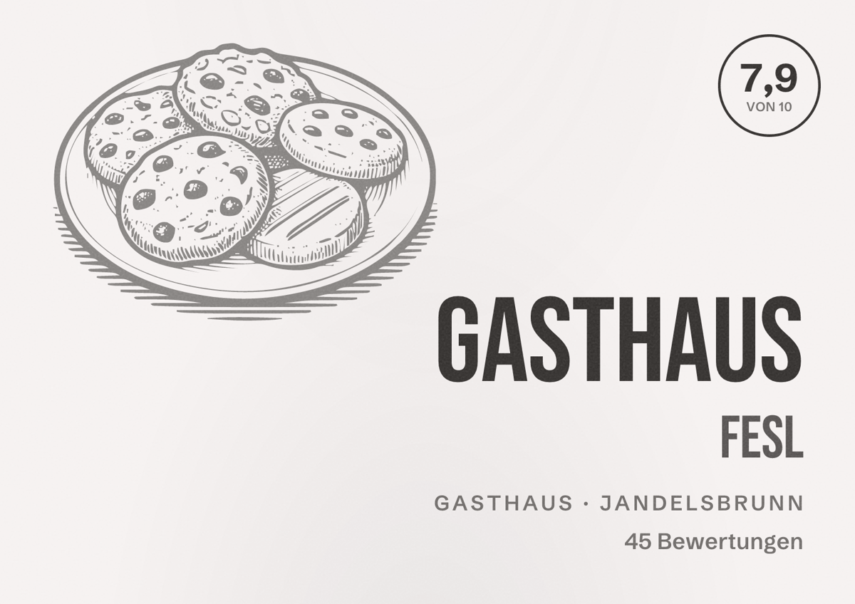 Illustriertes Poster von Gasthaus Fesl, Gasthaus in Jandelsbrunn: Bewertung 7,9 von 10 aus 45 Bewertungen