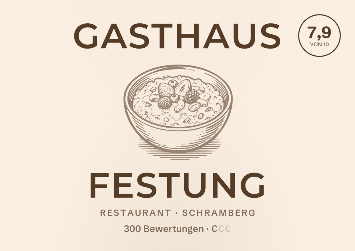 Illustriertes Poster von Gasthaus Festung, Restaurant in Schramberg: Bewertung 7,9 von 10 aus 300 Bewertungen, Preisniveau €