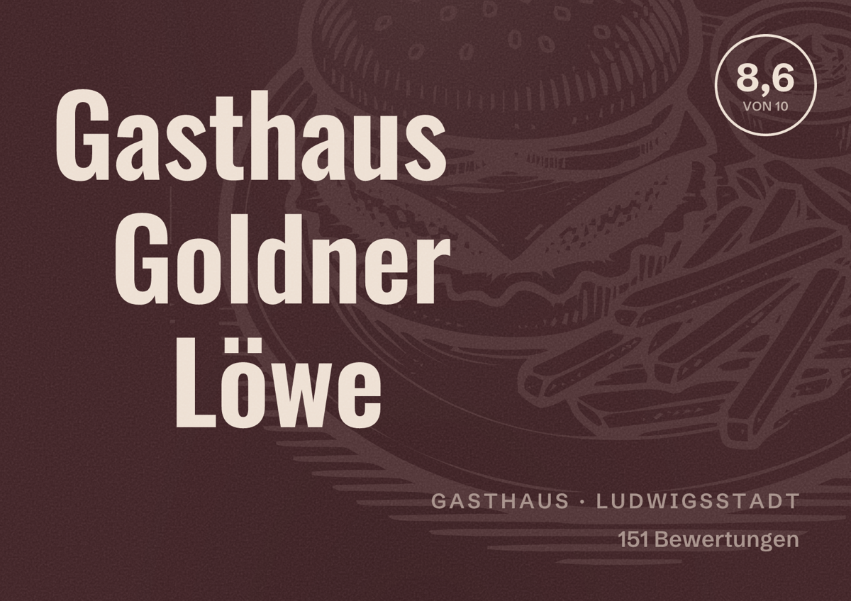 Illustriertes Poster von Gasthaus Goldner Löwe, Gasthaus in Ludwigsstadt: Bewertung 8,6 von 10 aus 151 Bewertungen