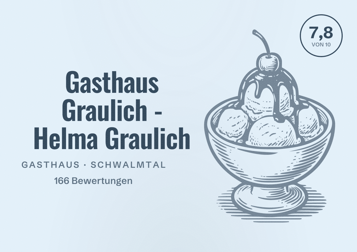 Illustriertes Poster von Gasthaus Graulich - Helma Graulich, Gasthaus in Schwalmtal: Bewertung 7,8 von 10 aus 166 Bewertungen