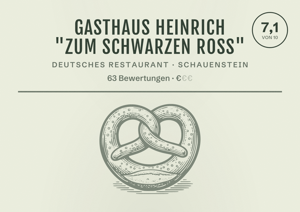 Illustriertes Poster von Gasthaus Heinrich "Zum Schwarzen Roß", Deutsches Restaurant in Schauenstein: Bewertung 7,1 von 10 aus 63 Bewertungen, Preisniveau €
