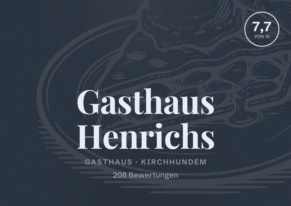 Illustriertes Poster von Gasthaus Henrichs, Gasthaus in Kirchhundem: Bewertung 7,7 von 10 aus 208 Bewertungen