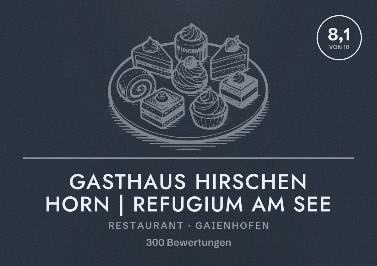 Illustriertes Poster von Gasthaus Hirschen Horn | Refugium am See, Restaurant in Gaienhofen: Bewertung 8,1 von 10 aus 300 Bewertungen
