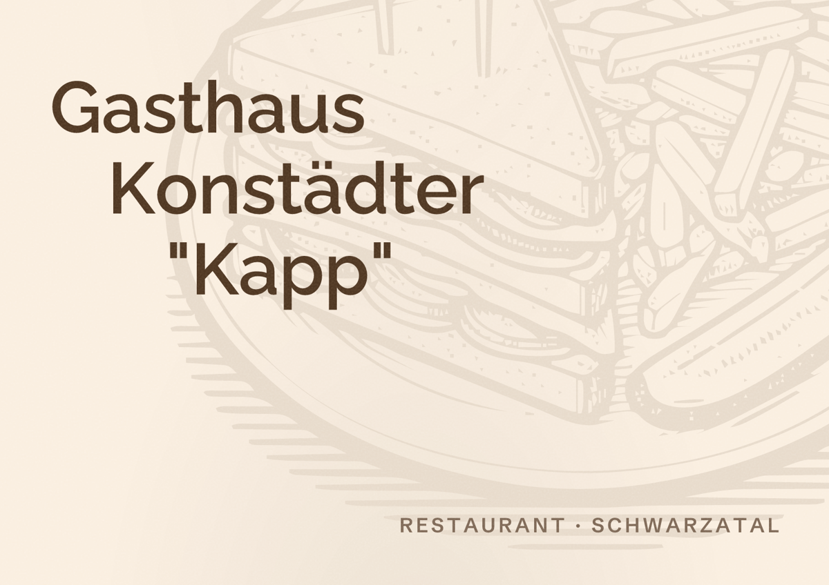 Illustriertes Poster von Gasthaus Konstädter "Kapp", Restaurant in Schwarzatal