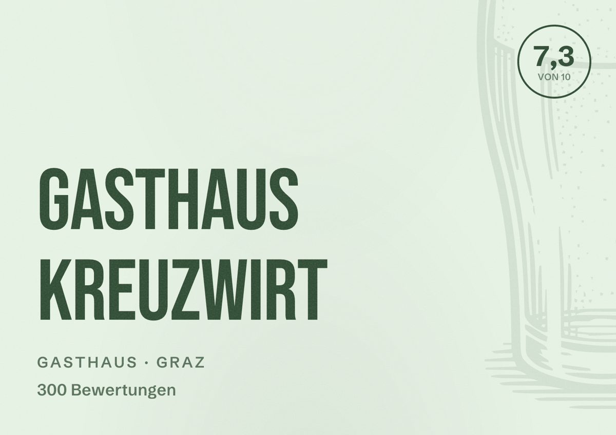 Illustriertes Poster von Gasthaus Kreuzwirt, Gasthaus in Graz: Bewertung 7,3 von 10 aus 300 Bewertungen