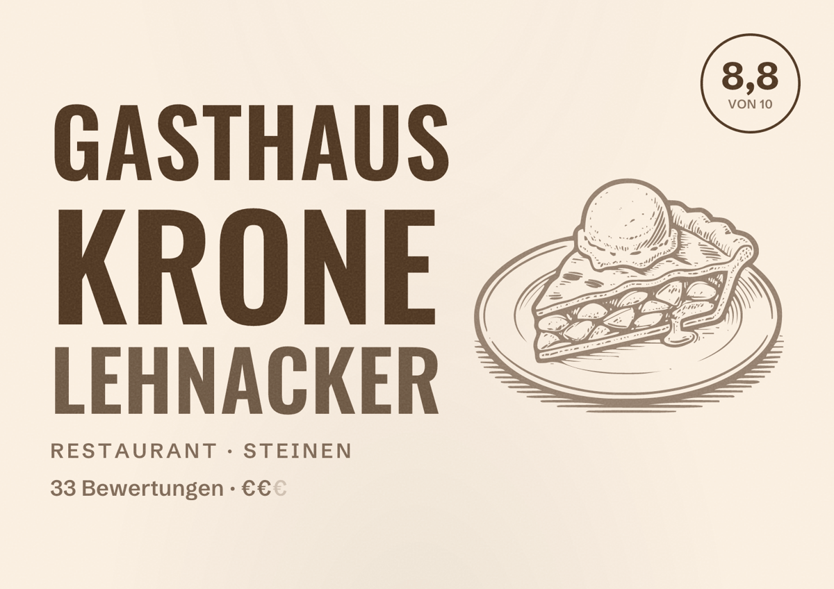 Illustriertes Poster von Gasthaus Krone Lehnacker, Restaurant in Steinen: Bewertung 8,8 von 10 aus 33 Bewertungen, Preisniveau €€