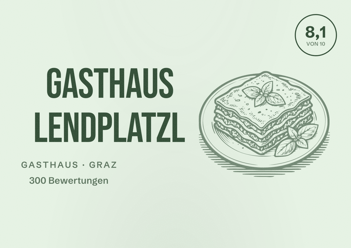 Illustriertes Poster von Gasthaus Lendplatzl, Gasthaus in Graz: Bewertung 8,1 von 10 aus 300 Bewertungen