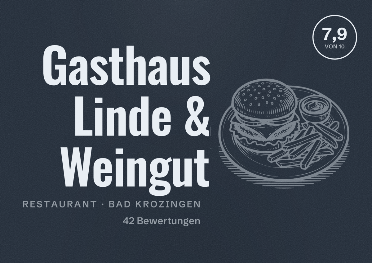 Illustriertes Poster von Gasthaus Linde & Weingut, Restaurant in Bad Krozingen: Bewertung 7,9 von 10 aus 42 Bewertungen