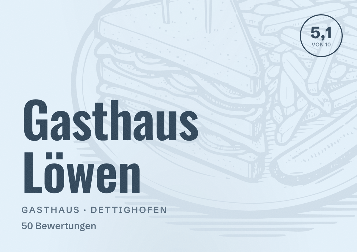 Illustriertes Poster von Gasthaus Löwen, Gasthaus in Dettighofen: Bewertung 5,1 von 10 aus 50 Bewertungen