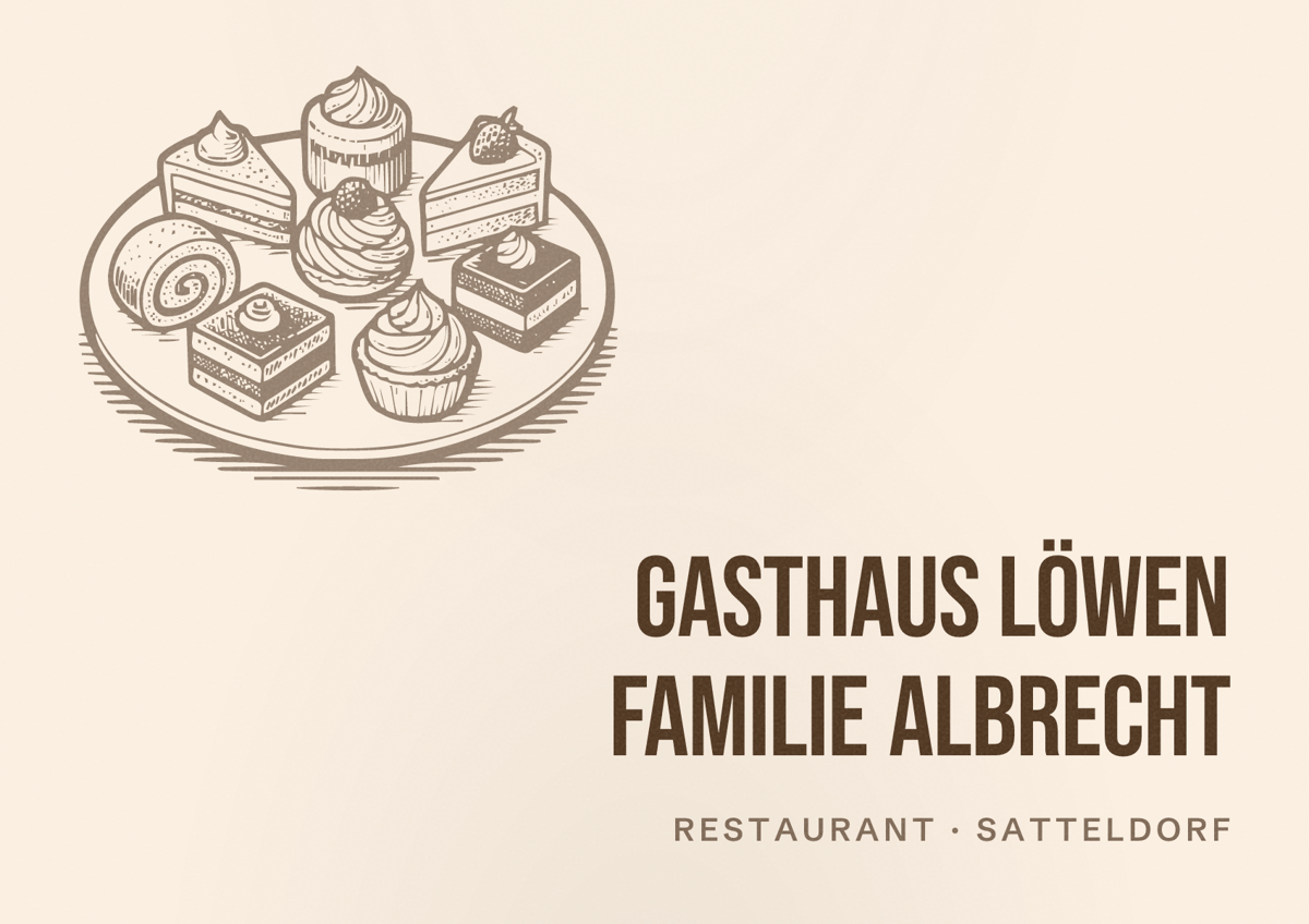 Illustriertes Poster von Gasthaus Löwen Familie Albrecht, Restaurant in Satteldorf