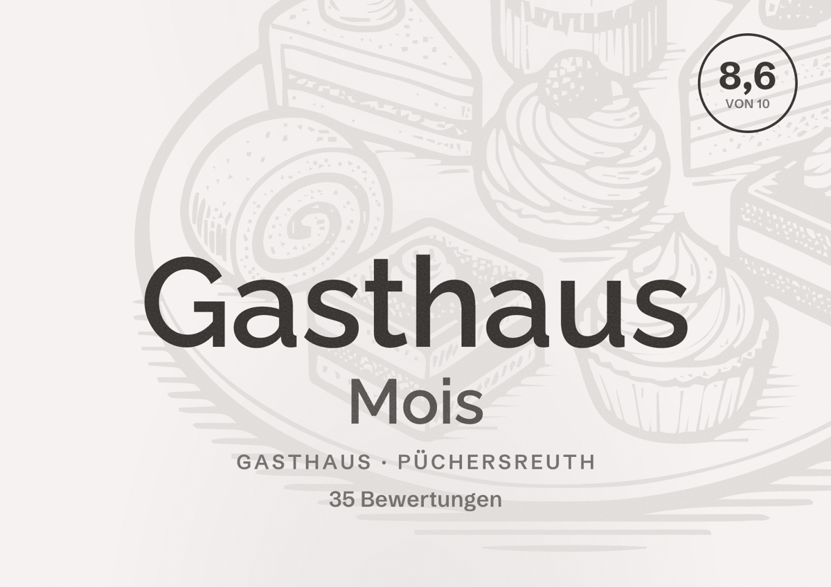 Illustriertes Poster von Gasthaus Mois, Gasthaus in Püchersreuth: Bewertung 8,6 von 10 aus 35 Bewertungen