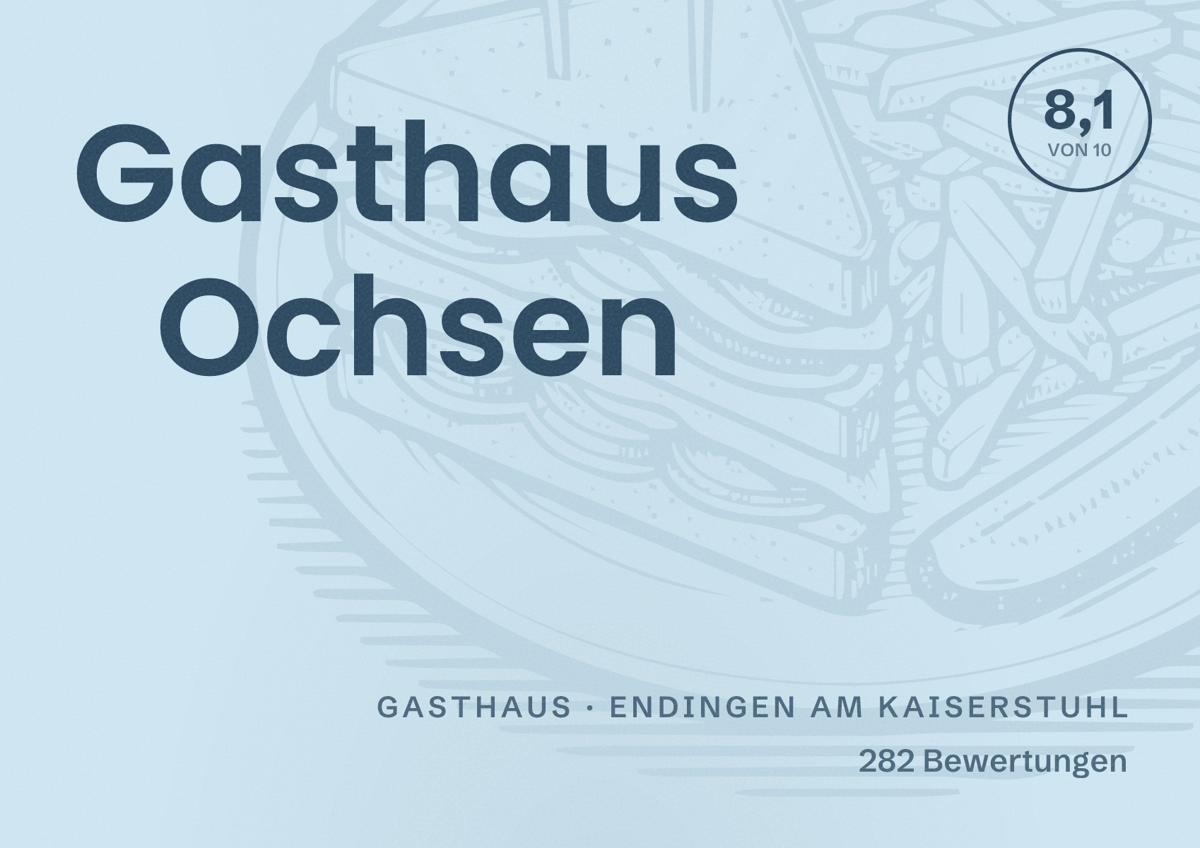 Illustriertes Poster von Gasthaus Ochsen, Gasthaus in Endingen am Kaiserstuhl: Bewertung 8,1 von 10 aus 282 Bewertungen