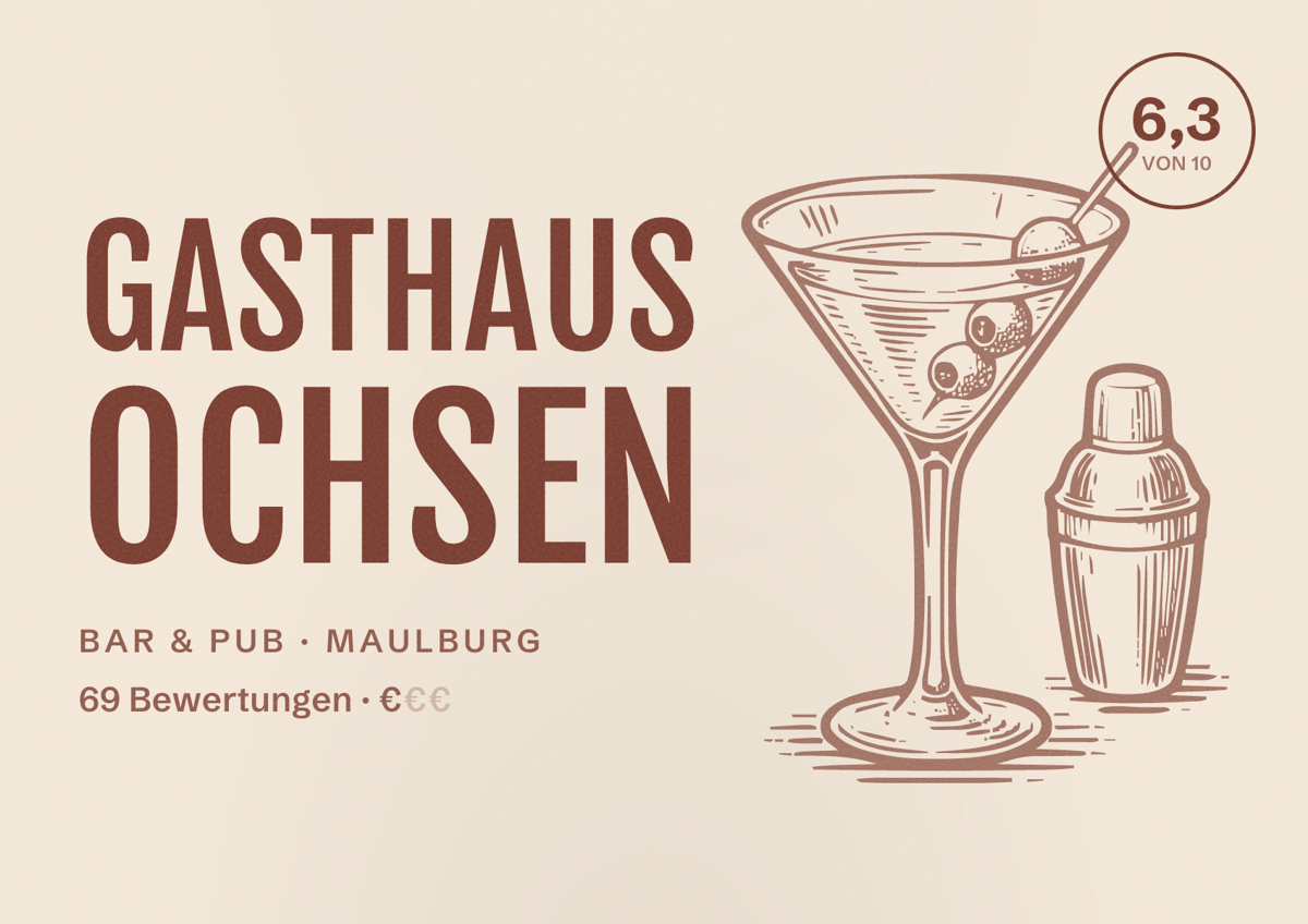 Illustriertes Poster von GASTHAUS OCHSEN, Bar & Pub in Maulburg: Bewertung 6,3 von 10 aus 69 Bewertungen, Preisniveau €