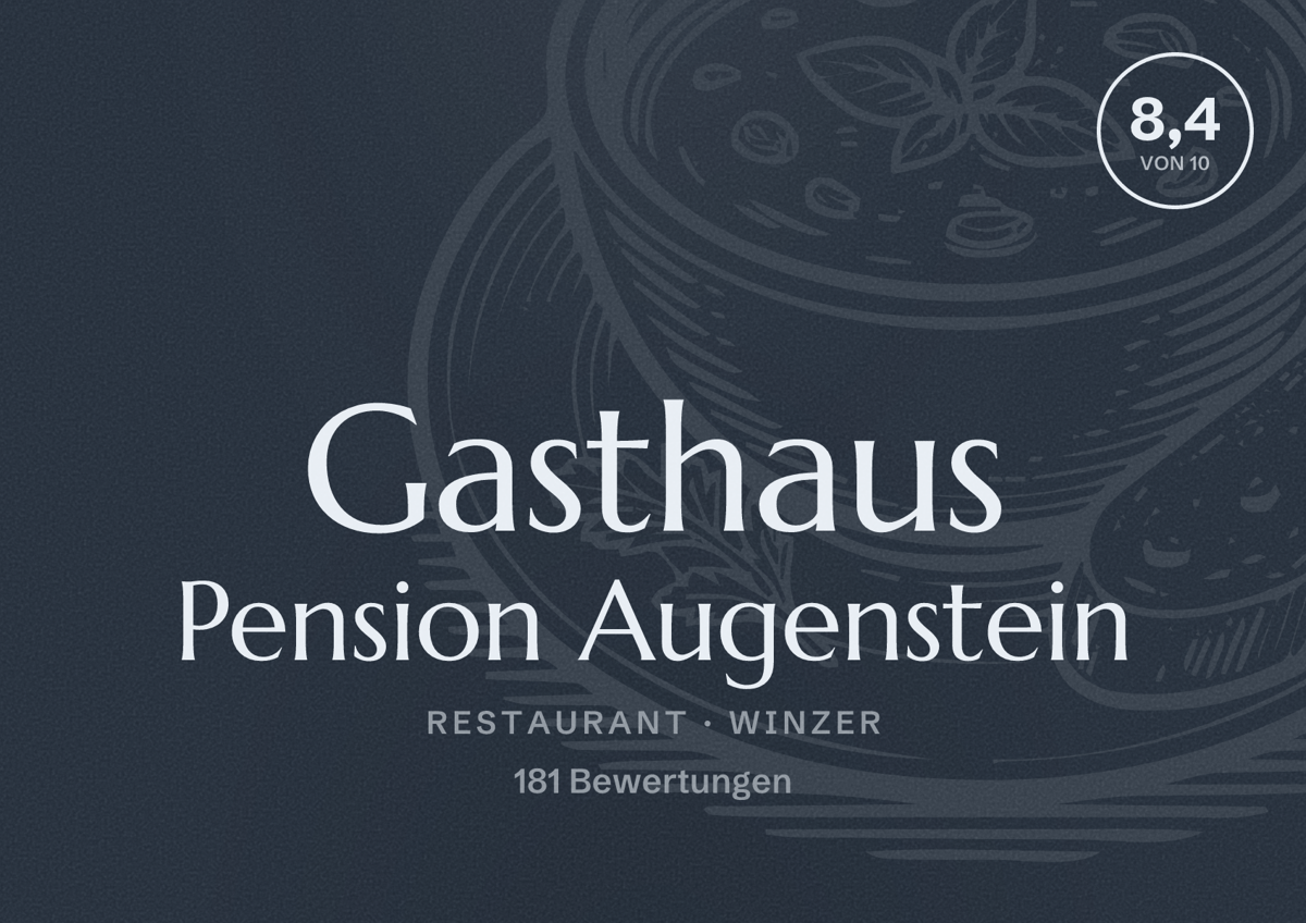 Illustriertes Poster von Gasthaus Pension Augenstein, Restaurant in Winzer: Bewertung 8,4 von 10 aus 181 Bewertungen